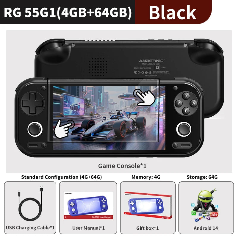 Anbernic RG 55G1 Retro Handheld Game Console 5.5" Incell IPS Multi-touch Screen 6000mAh Android RG55G1 All One Video Game Player