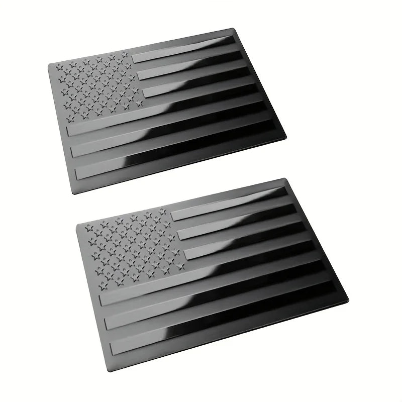 2pcs Black American Flag USA Sticker Decal for Car 3D US American Flag Emblem Decals for Trucks 5' X 3' for Car Motorcycle