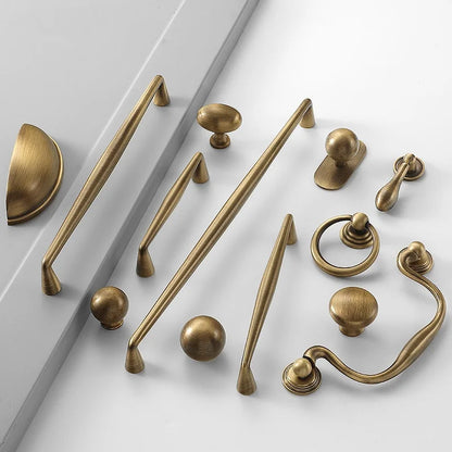 Light Luxury Brass Furniture Handles Retro Long Strip Cabinet Handles Round Door Drawer Knobs Kitchen Wardrobe Cupboard Pulls