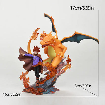 17cm/6.69in Anime Pokemen Figure Charizard Gary Oak Action Figures Pvc Statue Desktop Ornamen Collection Model Toys Gifts