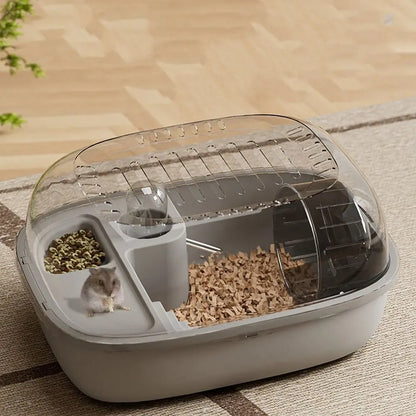 Multi-functions Double Layer Hamster Cage Large Space Visible Pet Habitat House Breathable Translucent Hamster Villa Pet Travel