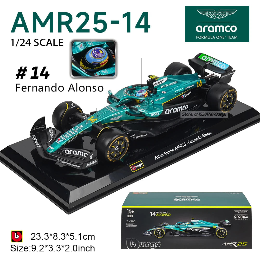 Bburago 1:24 2022~2025 F1 serie various style Mercedes-AMG W15 #44Hamilton #63George  Alloy Car Model Ferrari Red Bull McLaren