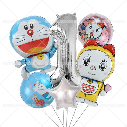 Doraemons Number 1-10 Balloons Girls Boys Birthday Decorations Baby Shower Gender Reveal Balloon Party Supplies Kids Toys Gift