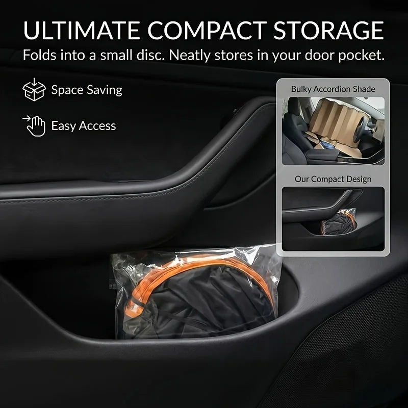 Car Front Windshield Sunshade，Convenient Storage Design，No-Drill Car Sunshade Canopy，Fully Seamless Edge-to-Edge Fit，Equipped Wi