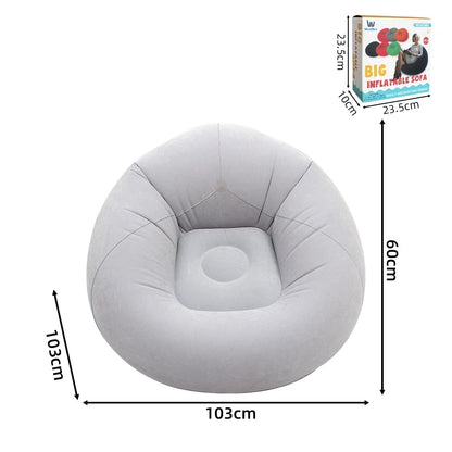 Round Flocked Inflatable Lazy Sofa,  Bean Bag Chair, Soft Skin-Friendly Inflatable Lounge Couch For Indoor Bedroom Dorm Rest