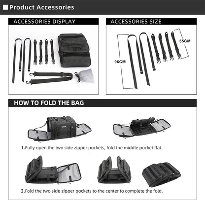 Rhinowalk Motorcycle Travel Luggage Bag Waterproof 19L-80L Expandable Big Capacity Motor Tail/Trunk/Rack Bag For Most Motorcycle