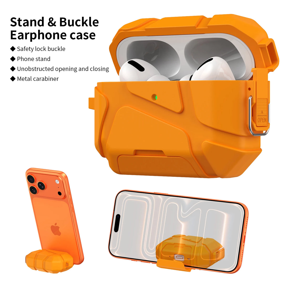 For AirPods Pro 3 Shockproof Case with Phone Holder For AirPods 4 Pro 2 Earphone Case Secure Lock Protection Headphone Cover