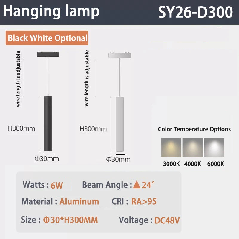 6MM Ultra Slim Magnetic Track Light Surface Mounted Ceiling Rail DC48V Modern LED Lamp Black White Magnet Rail Lamp Spotlight