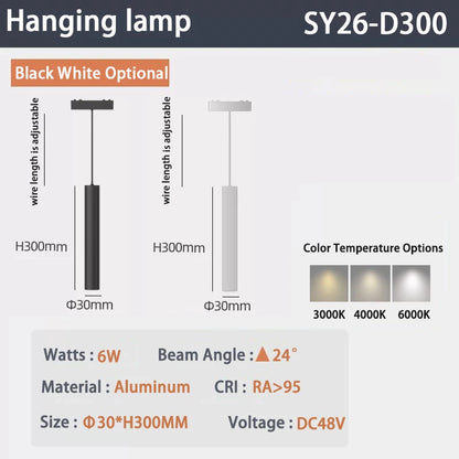 6MM Ultra Slim Magnetic Track Light Surface Mounted Ceiling Rail DC48V Modern LED Lamp Black White Magnet Rail Lamp Spotlight