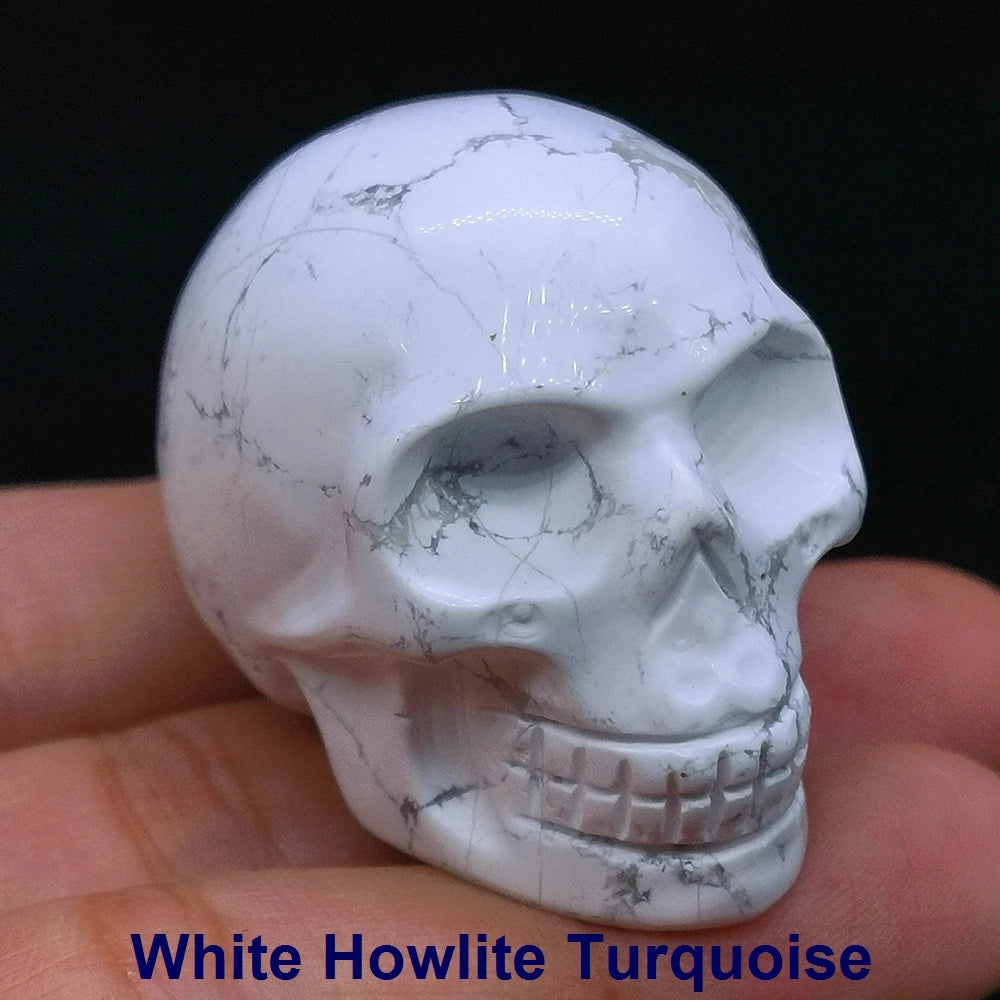 Wholesale 1.5" Natural Stones Crystal Skull Statue Amethyst Quartz Tiger Eye Carved Ore Mineral Crystals Figurine Home Decor