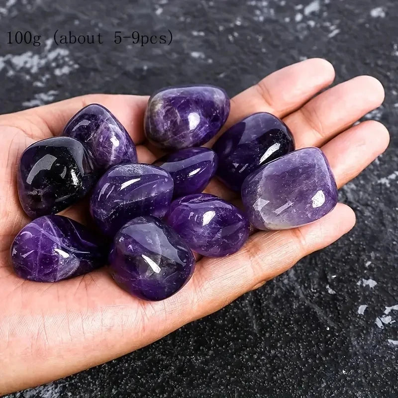 100g Natural Amethyst  Crystals Tumbled Polished Stones Faux Gemstone Bulk, Reiki Healing Stone, Home Decor Rocks