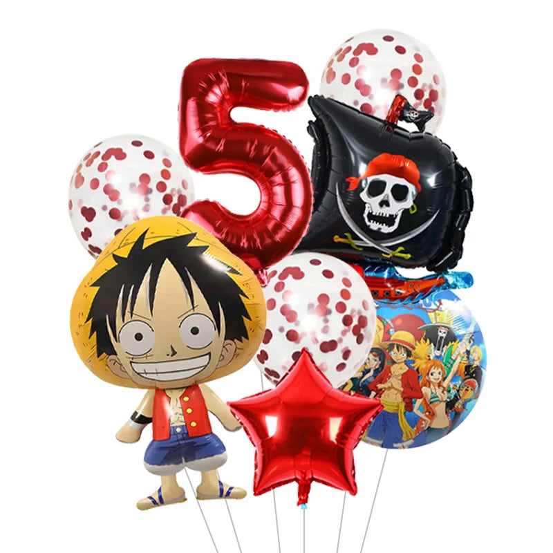 Anime One Piece Aluminum Film Balloons Luffy Shape Foil Balloon Boys Birthday Party Decoration Items
