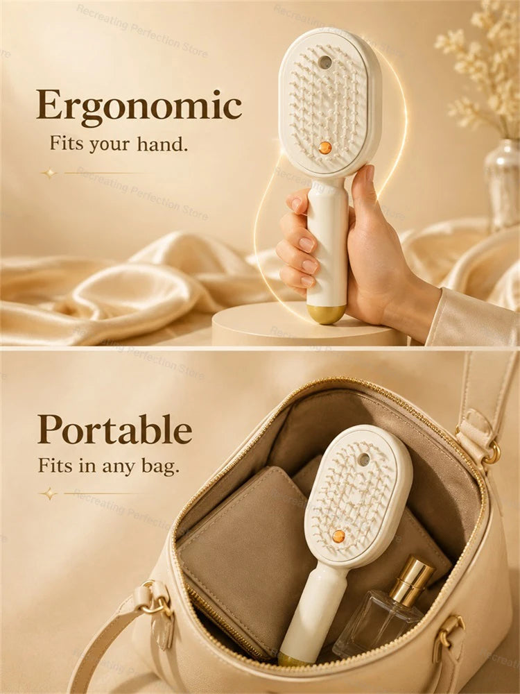 Electric Spray Air Cushion Massage Hair Brush – Anti-Tangle, Smoothing, Scalp Massage, Wet & Dry Use, USB-C Fast Charging