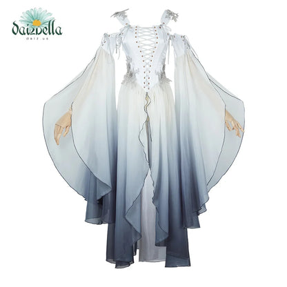 DAIZBELLA Women's Medieval Renaissance Costume Elf Style Only Green Dress with Sleeves for Halloween Cosplay Costume