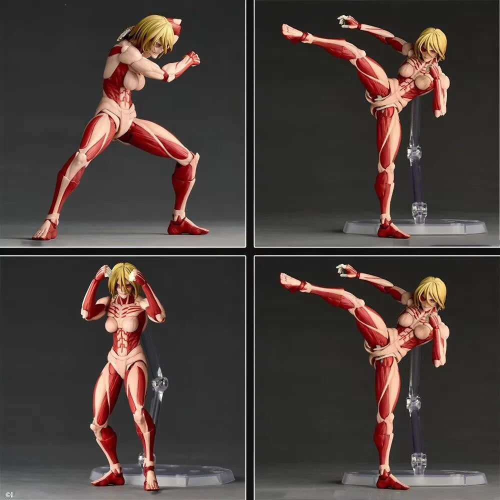Attack On Titan Amazing Yamaguchi Revoltech Nr068 Female Titan Annie Leonhart Figures Pvc Figurine Collection Model Toy In-Stock