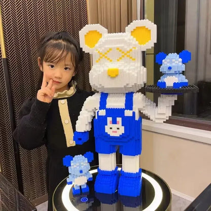 Violent Bear Building Blocks Couple's Tray Small Particle Assembled Toy High Beauty Ornament Holiday Birthday Gift