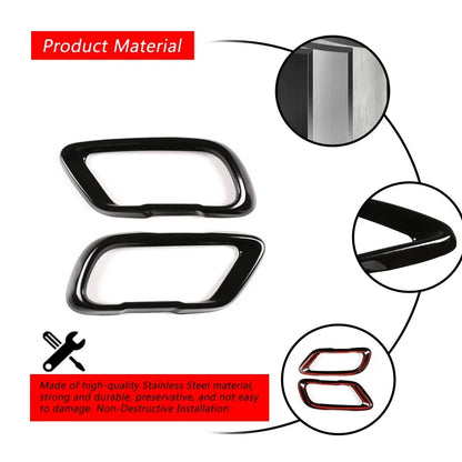 2Pcs Glossy Black Stainless Steel Car Exhaust Muffler Pipe Tip Cover Trim For BMW X5 G05 X6 G06 X7 G07 2019-2025 Accessories ﻿