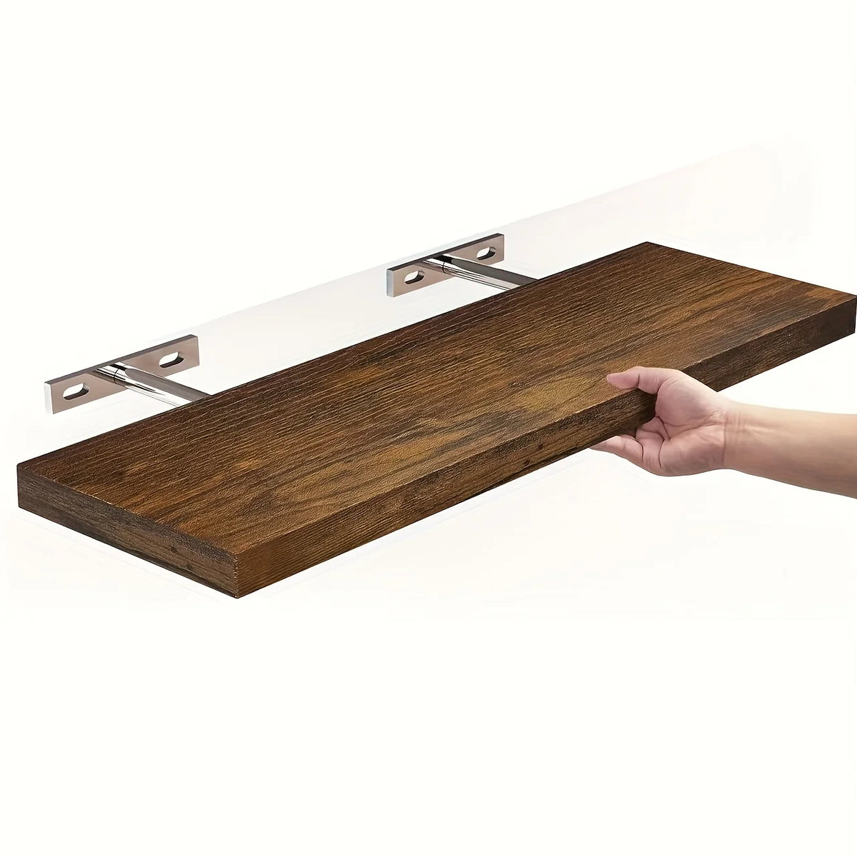 Classic Solid Wood Wall Mounted Horizontal Strip Design Shelf Space-saving for Storage and Display in Living Room and Bedroom