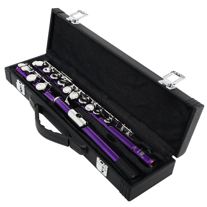 SLADE 16 Closed Open Holes C Key Flute Musical Instrument Concert Flute Silver Plated Professional Transverse Flute With E Key