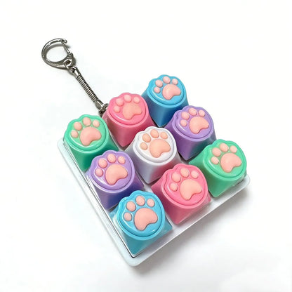 Cute Cat Claw Keychain 4/9 Keys Keyboard Decompression DIY Keyboard Keychain For Gifts