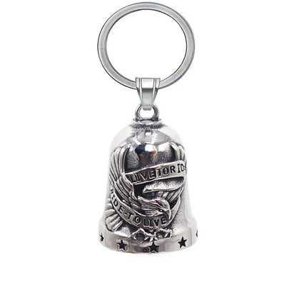 Fashion Eagle Letters Bell Pendant Key Chain Men's Motorcycle Riding Exorcist Accessories