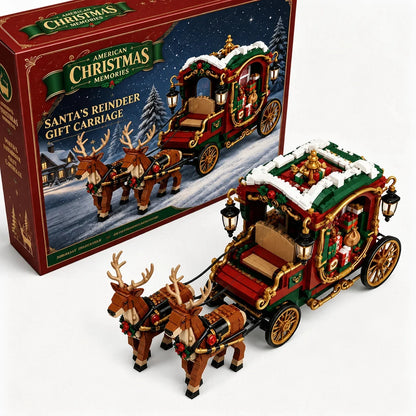 Christmas Building Blocks Santa Reindeer Carriage Model Toy DIY Assembly Bricks Set For Adults Holiday Gift Decor