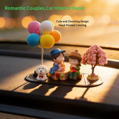 Cute Cartoon Couple, Car Decoration, Romantic Figurines, Balloon Decor, Car Ornament, Dashboard Accessory, Romantic Gift