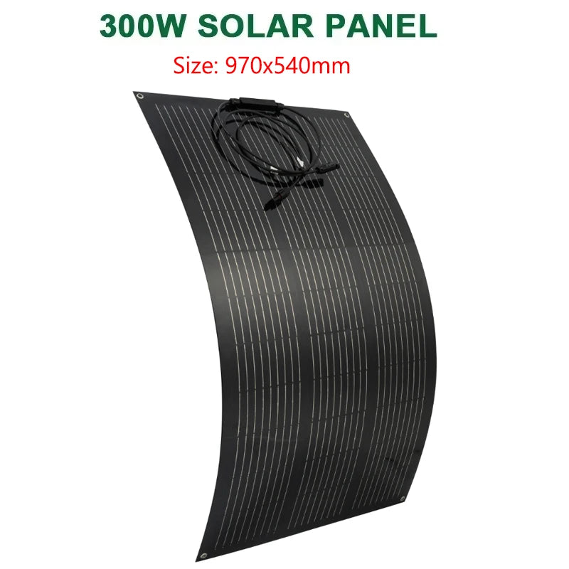 300W 600W Flexible Solar Panel With 60A Solar Regulator Cable For 12V Battery Charger Home Roof Outdoor Camping Car RV Boat