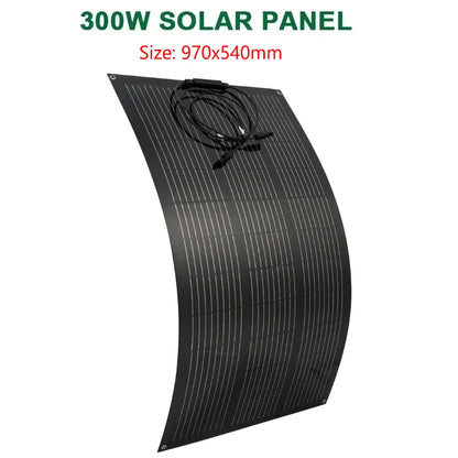 300W 600W Flexible Solar Panel With 60A Solar Regulator Cable For 12V Battery Charger Home Roof Outdoor Camping Car RV Boat
