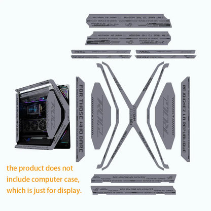 15pcs DIY Stickers For ASUS HYPERION GR701 Case,MOD ROG Anime Gaming Cabinet Decorative Suede Stickers Cover