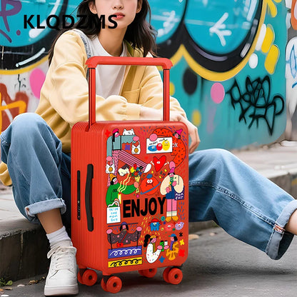 KLQDZMS Luggage High Quality 20"24"26 Inch Boarding Box Large Capacity Trolley Case Students Password Box Women's Suitcase
