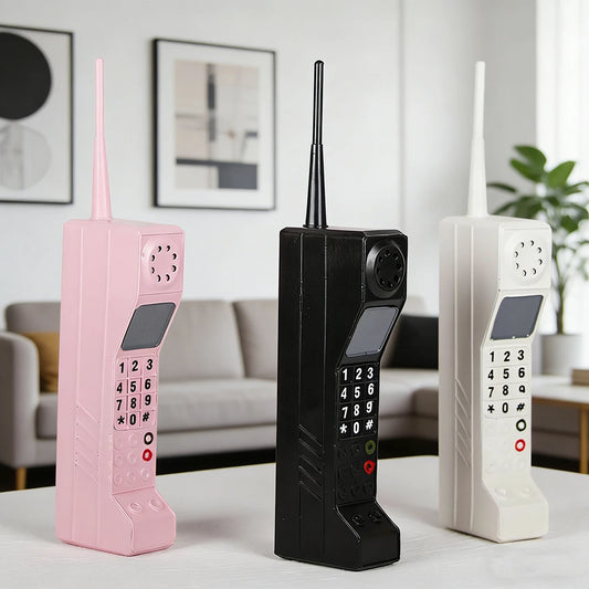 Retro Brick Cell Phone Ornament,90s Phone Prop Vintage Classic Brick Cell Metal Cellphone Model for Photography Scene Decoration