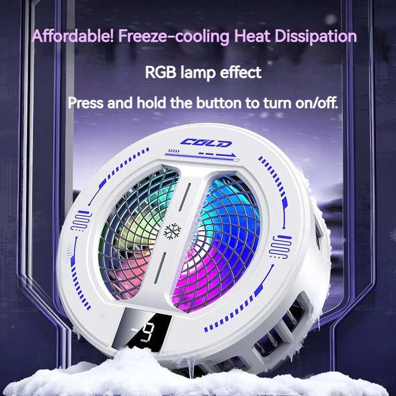 NEW Semiconductor Magnetic Clip Phone Cooler with Digital Display Temperature RGB Lights Compatible for Iphone Samsung Xiaomi