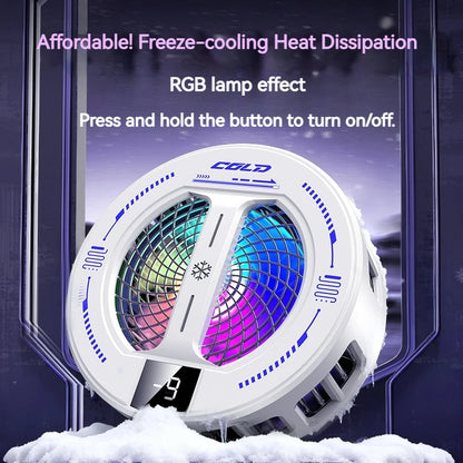 NEW Semiconductor Magnetic Clip Phone Cooler with Digital Display Temperature RGB Lights Compatible for Iphone Samsung Xiaomi