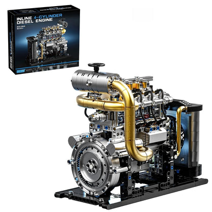 GQ-3706 Diesel Inline 4-cylinder Simulation Engine Model 1029PCS Building Blocks Handmade Educational Assembly Ornament Toy Gift