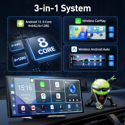 Imagebon P70Plus 11.4" Android 15 8Core 6+128G CarPlay Android Auto Dash Cam Split Screen Video Recorder WiFi YouTube AI GPS DVR