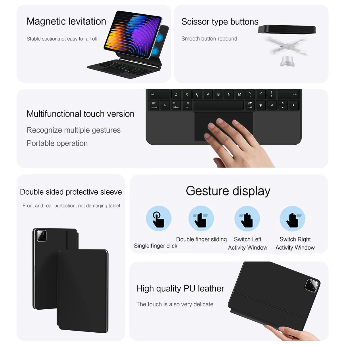 Magic Keyboard Folio For Xiaomi Pad 7 2024 Mi Pad 7 8 Pro 11.2' Tablet Smart Case For Xiaomi Pad 8 Spanish German Keyboard Cover