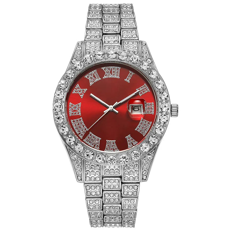 Hot Sale Diamond Watch for Men Luxury Iced Out Watches Calendar Quartz Wristwatches Male Clock Relogio Masculino Drop Shipping