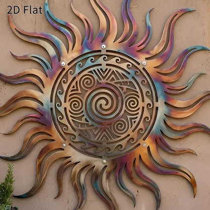 CIFBUY Iron Wall Art Rustic Boho Sunburst Waterproof Metal Sculpture For Home Garden Patio Outdoor Hanging Decor Ornament Gift
