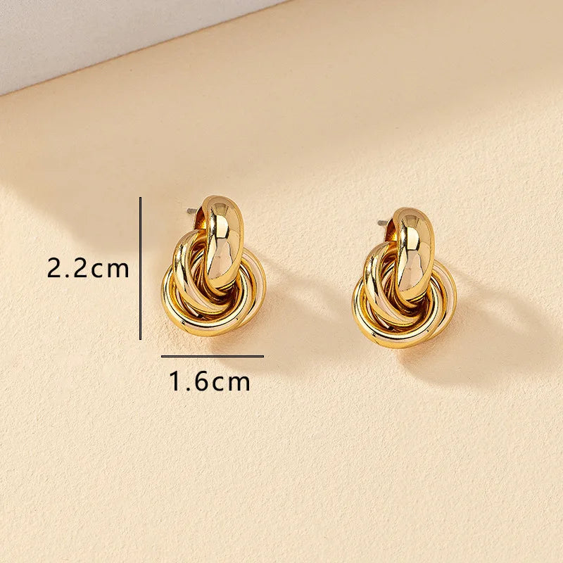 Gold SIlver Color Knot Hoop Earring For Women Shiny Plating Trendy Earring Stud Cute Daily Wear Jewelry