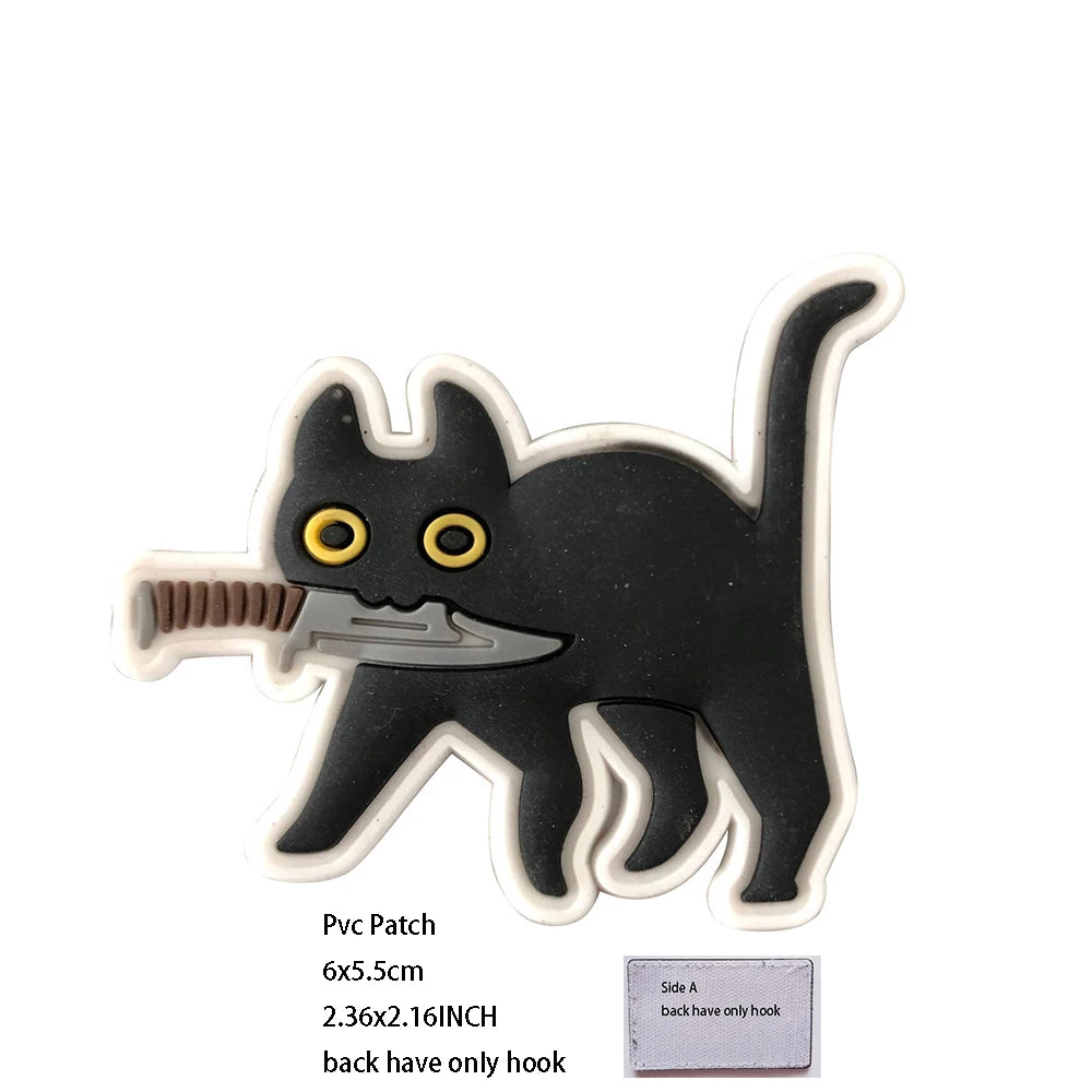 New Outdoor Bag Accessories: Satirical Cat Badge Graffiti Cat 3D PVC Magic DIY Bag Stickers Backpack Hook and Loop Patch