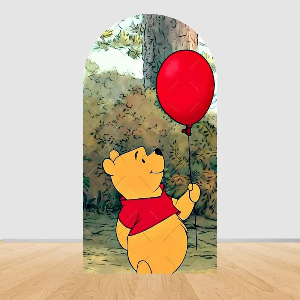 Winnie the Pooh Themed Arched Backdrop Cover Children's Birthday Party Supplies Baby Shower Arrangement Double Sided Printing