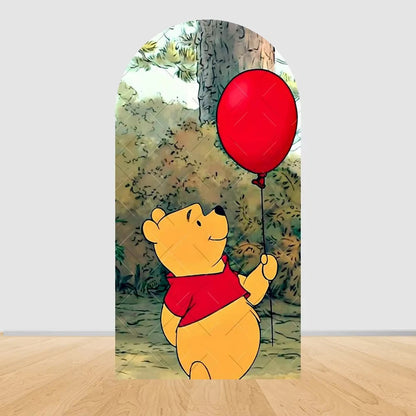 Winnie the Pooh Themed Arched Backdrop Cover Children's Birthday Party Supplies Baby Shower Arrangement Double Sided Printing