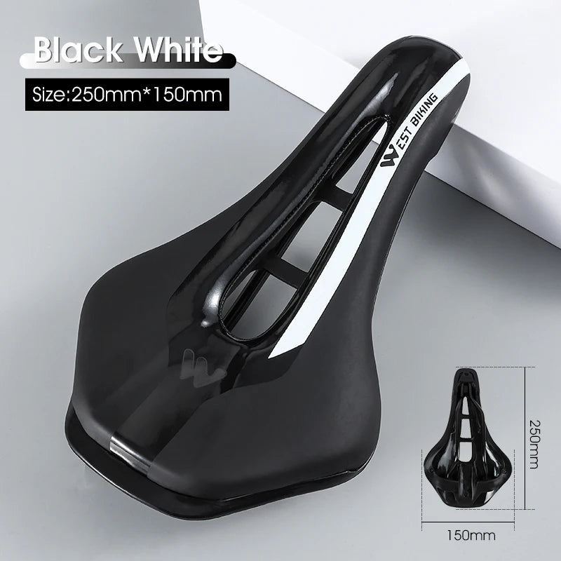 WEST BIKING Bicycle Saddle Non-Slip Short Nose Bike Seat PU Leather Hollow Road Bike Saddle Ergonomic Comfortable Bike Cushion