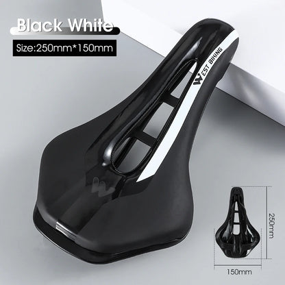 WEST BIKING Bicycle Saddle Non-Slip Short Nose Bike Seat PU Leather Hollow Road Bike Saddle Ergonomic Comfortable Bike Cushion