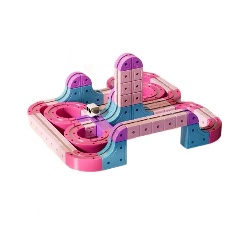 Snap-Together DIY Magnetic Electric Train Anti Gravity Track Set Magnetic Building Blocks Toy For Children Girls Birthday Gift