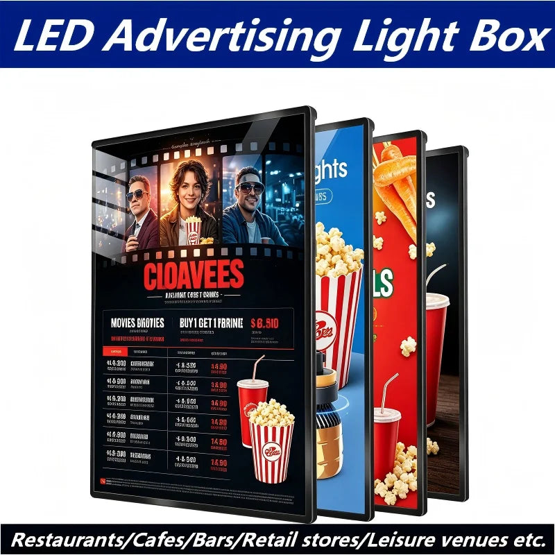 A2 A3 A4 Quick Change LED Light Box For Restaurants Cafes Bars Retail Stores Leisure Venues Wall Display