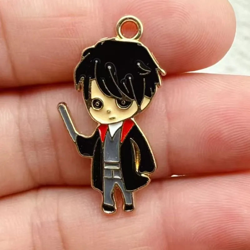 10/20Pcs Harry Potter‌ Anime DIY Hand Making Alloy Keychain Backpack Handmade Keychain Accessories Cute Keyring Gift for Fans