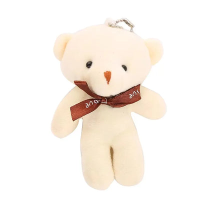 10pcs/pack 12cm Mini Bow Tie Teddy Bear Pendant Plush Toy Colorful Teddy Plush Keychain