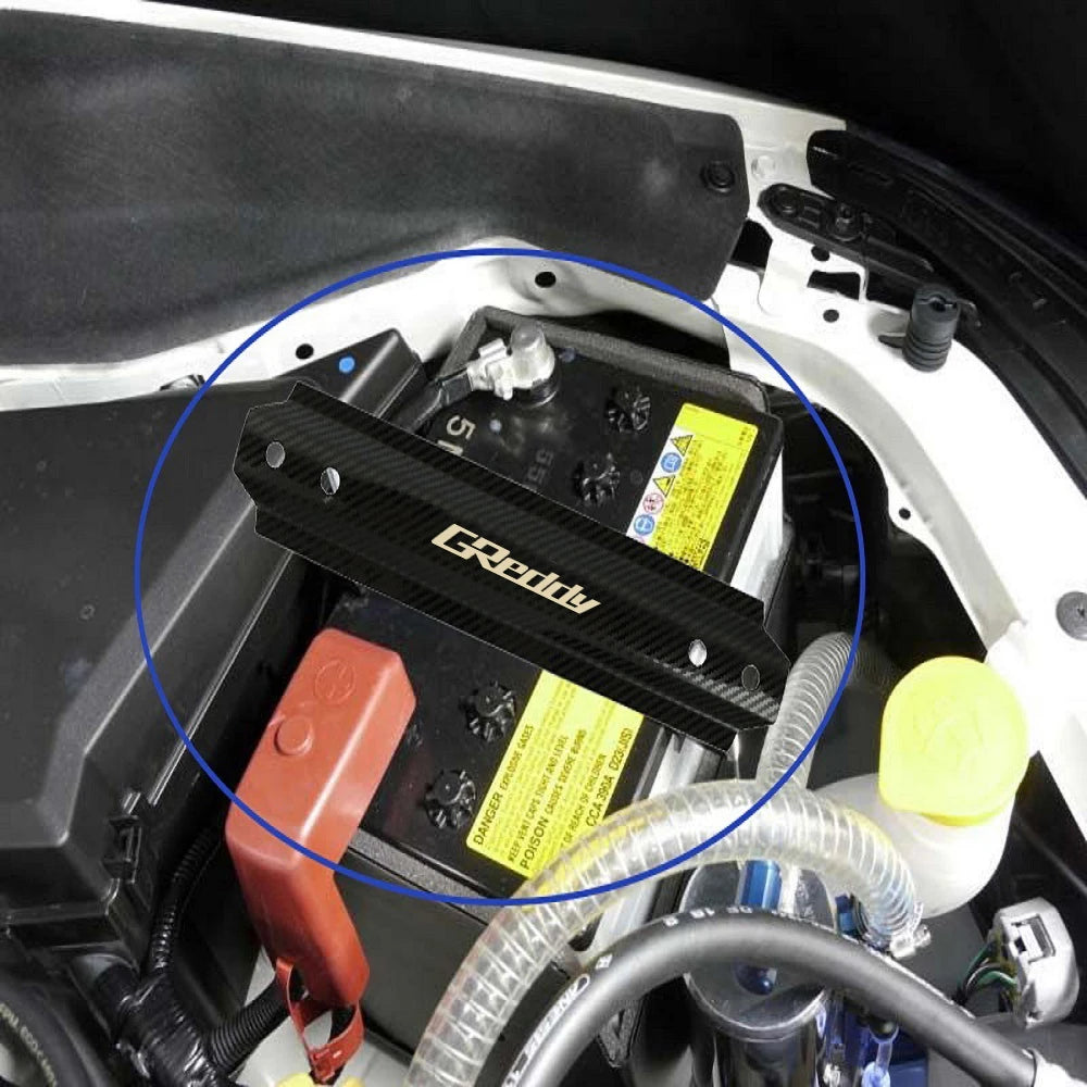 JDM New Greddy Style Racing Carbon Fiber Aluminum Car Battery Tie Down Mount Bracket Brace Bar For Universal Auto Car Accessorie
